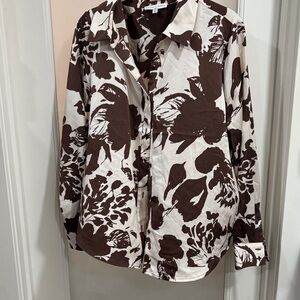Elegant Brown and White Floral Women's Blouse